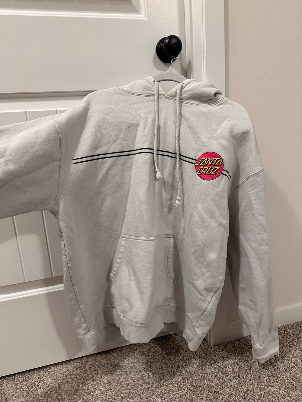 Santa Cruz Skateboards White Hoodie with Pink Logo